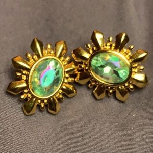 Vintage gold and aqua earrings
